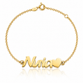 Pulsera personalizada con nombre y corazón en Oro de 18 Kl.
