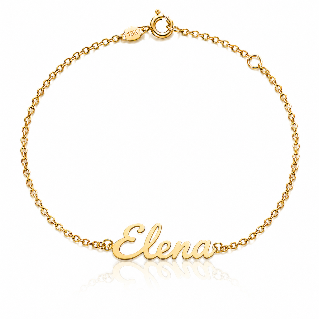 Pulsera personalizada con nombre en Oro de 18 Kl. y letra inglesa
