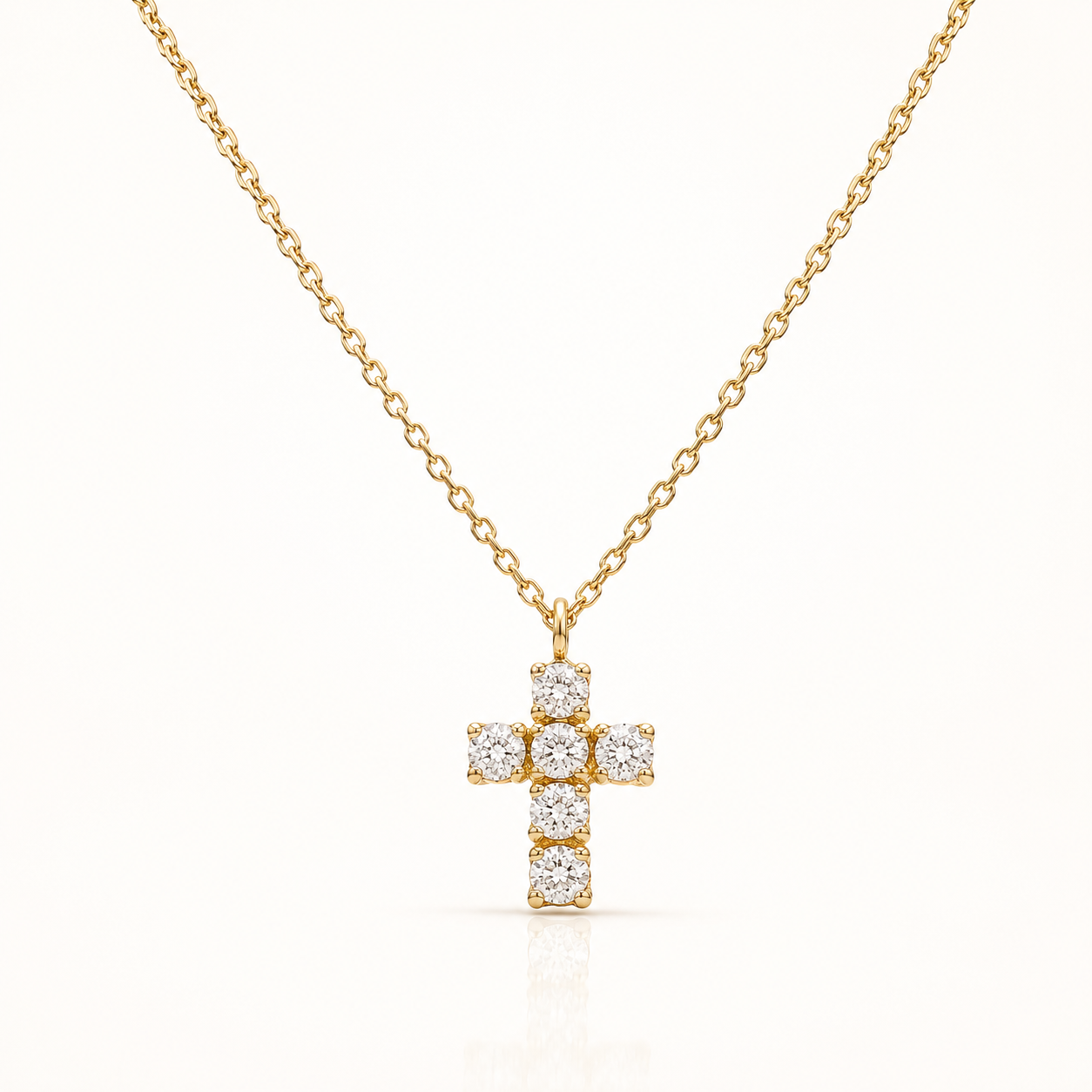 Gargantilla Cruz con Circonitas en Oro de 18K