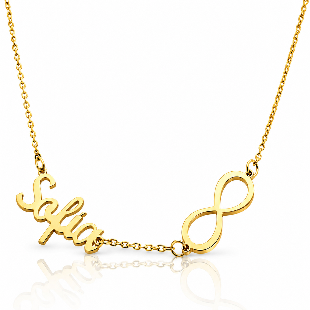Gargantilla Infinito con Nombre en Oro de 18K