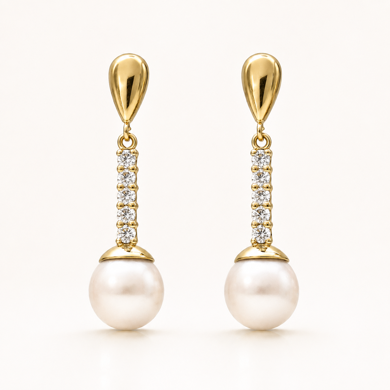 Pendientes Serena de oro 18 Kl. con perlas cultivadas y circonitas