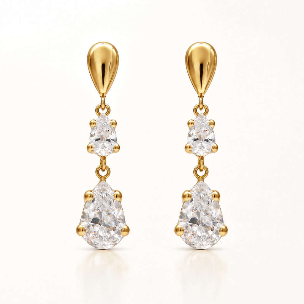 Pendientes Elara de oro 18 Kl. con circonitas