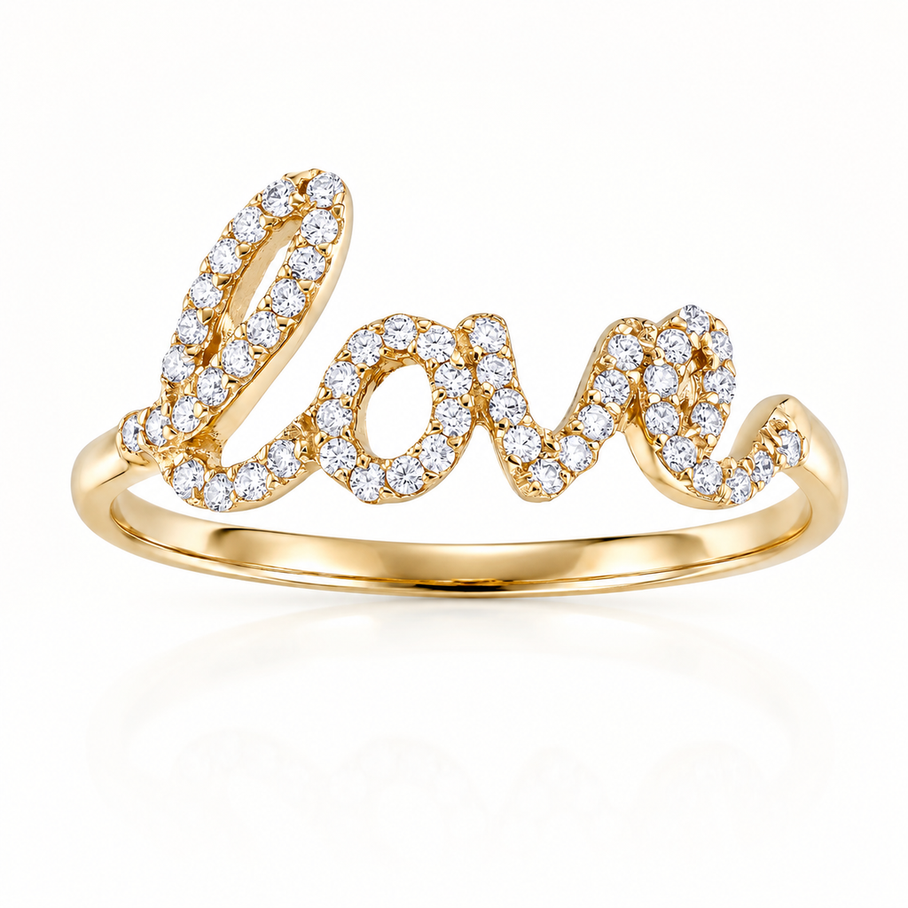 Sortija Love de oro 18 Kl. con circonitas (Copia)
