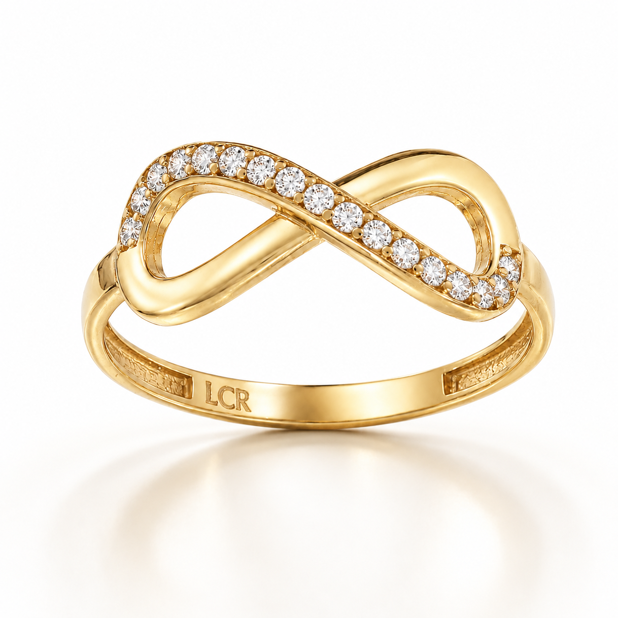 Sortija Infinity de oro 18 Kl. con circonitas