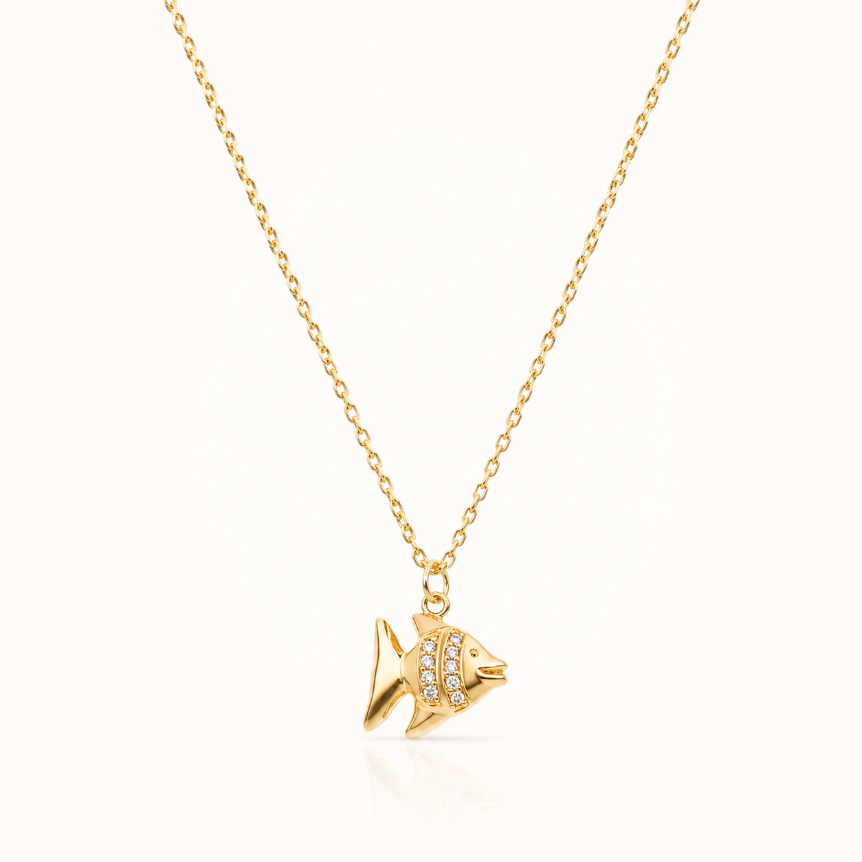 Gargantilla Pez con Circonitas en Oro de 18K