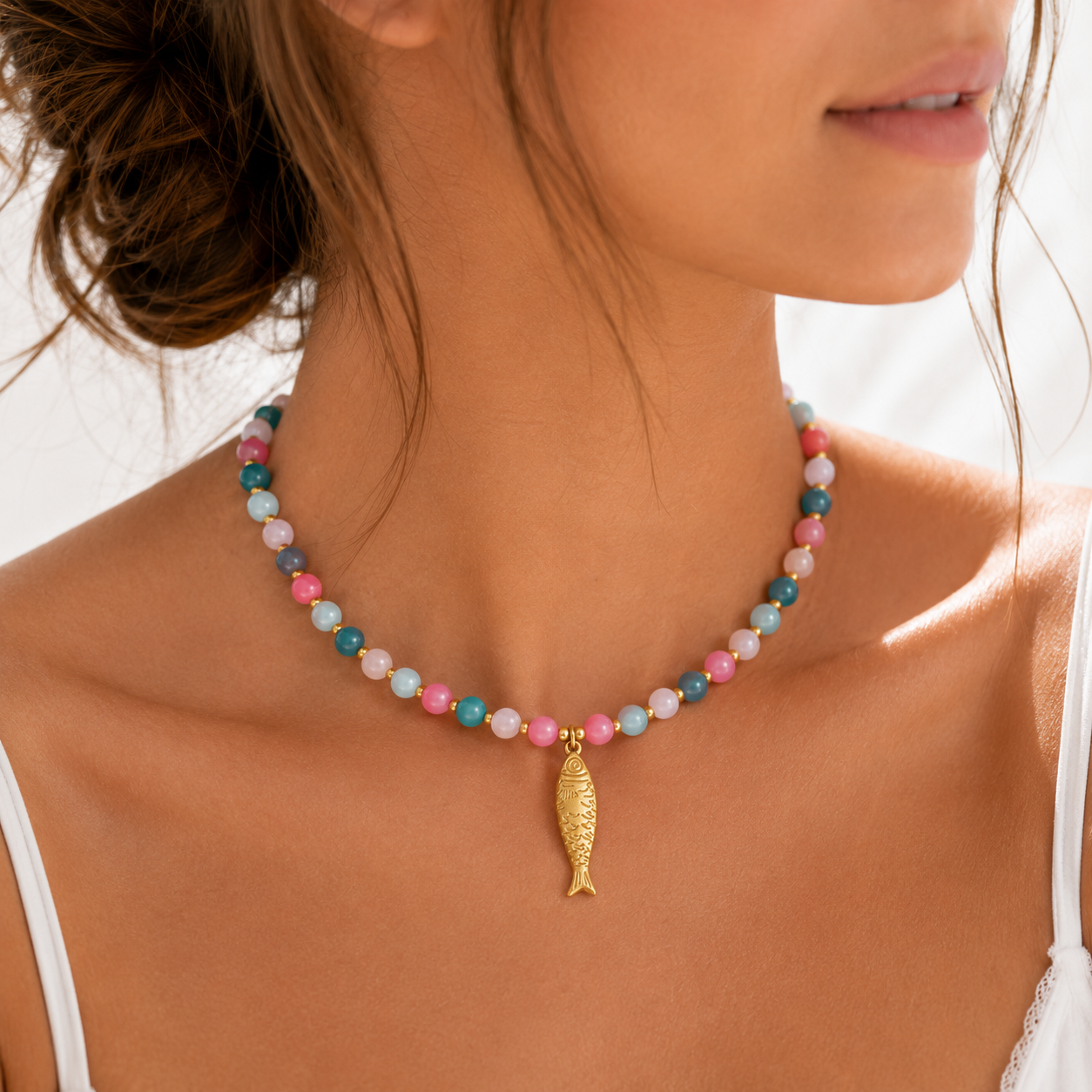 Collar Calella · Pez Dorado y Cuentas Mediterráneas