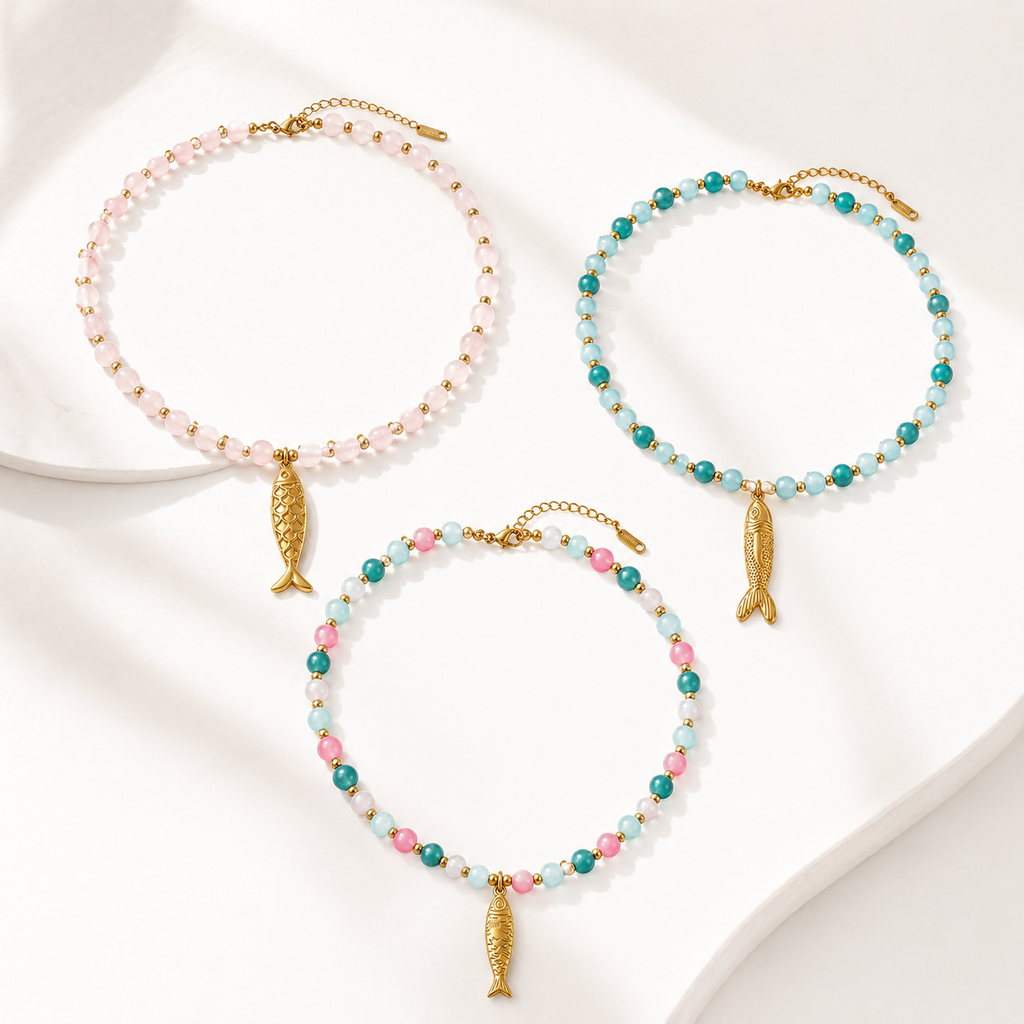 Collar Mareia · Pez Dorado y Cuentas Mediterráneas