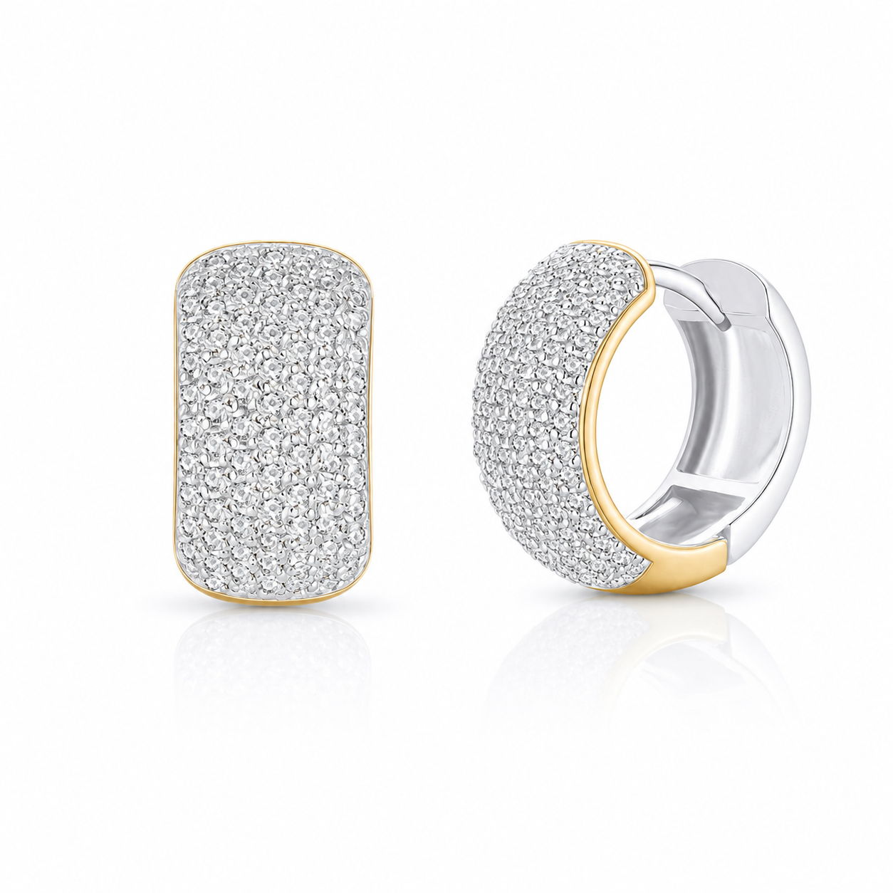 Pendientes Criolla Pavé Bicolor de Plata con Circonitas