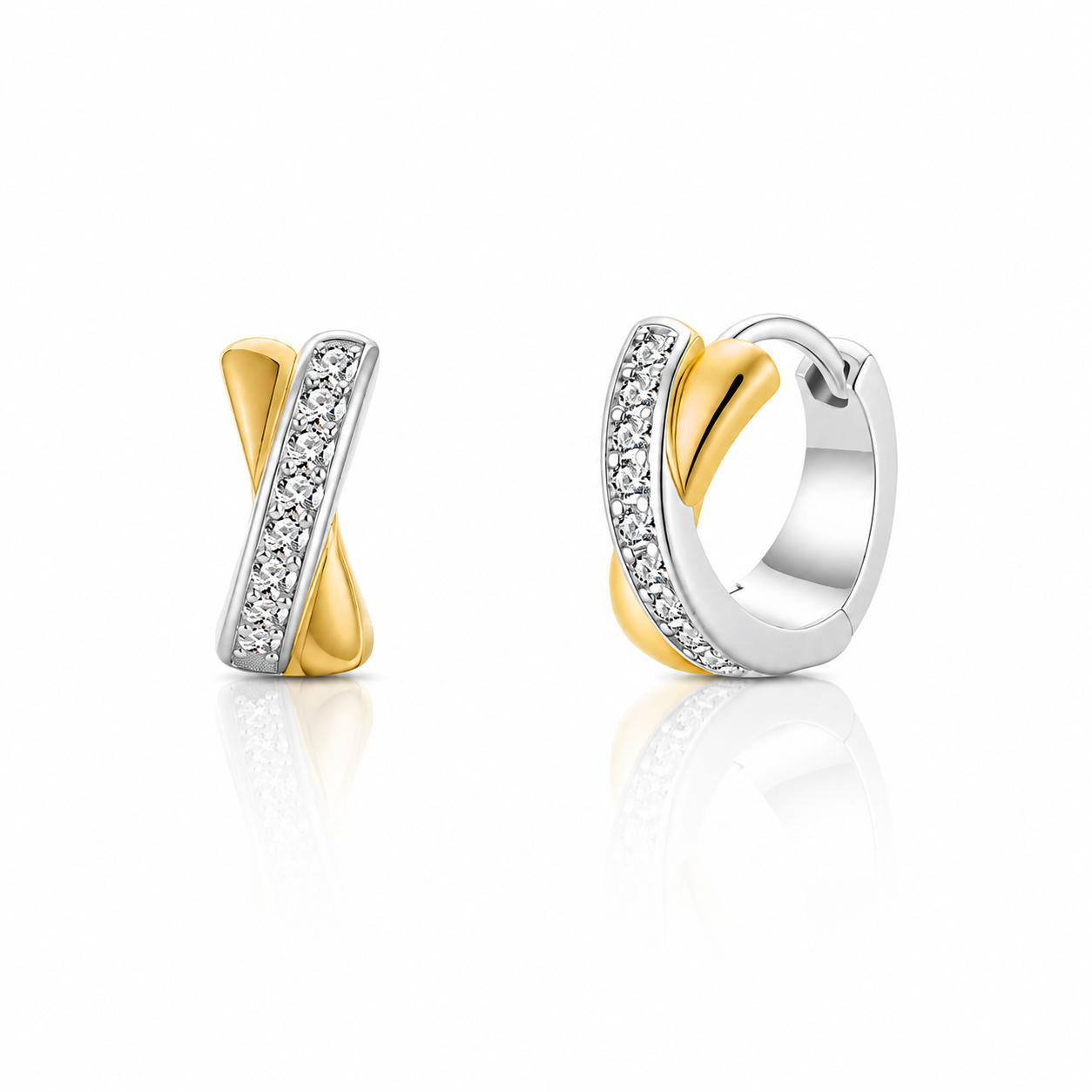 Pendientes Criolla Entrelazada Bicolor de Plata con Circonitas