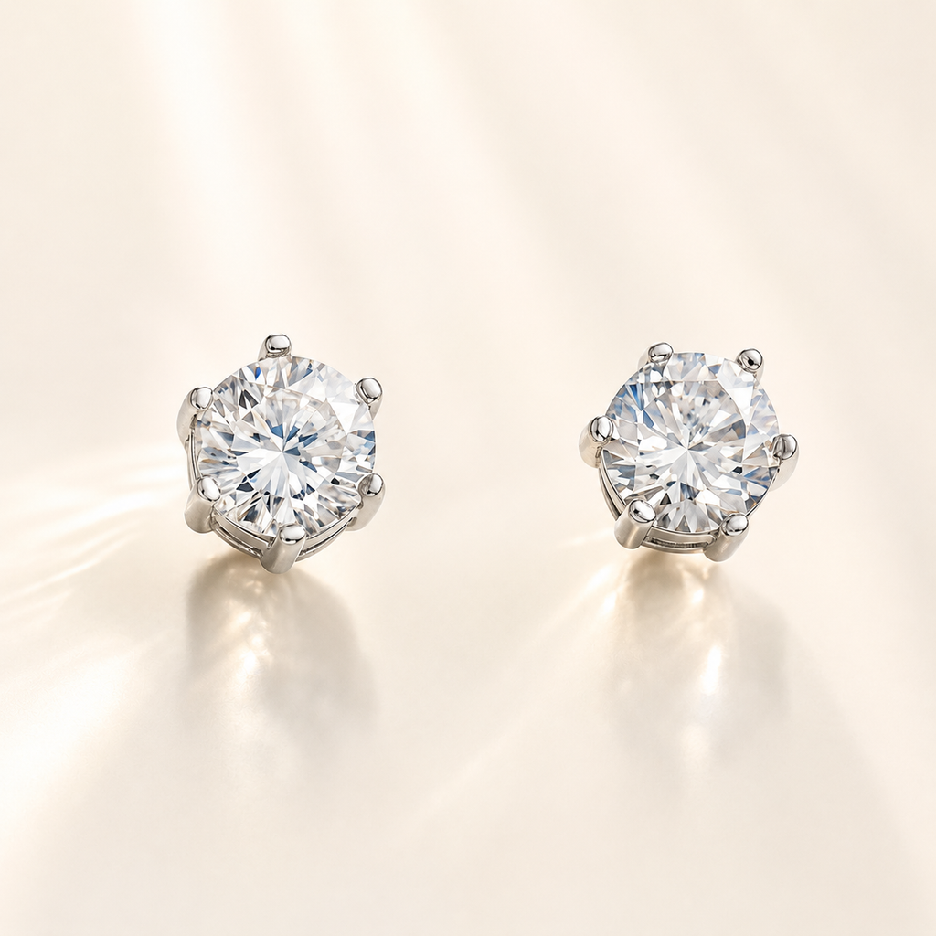 Pendientes  de Diamante en Oro Blanco de 18K - Diamante solitario