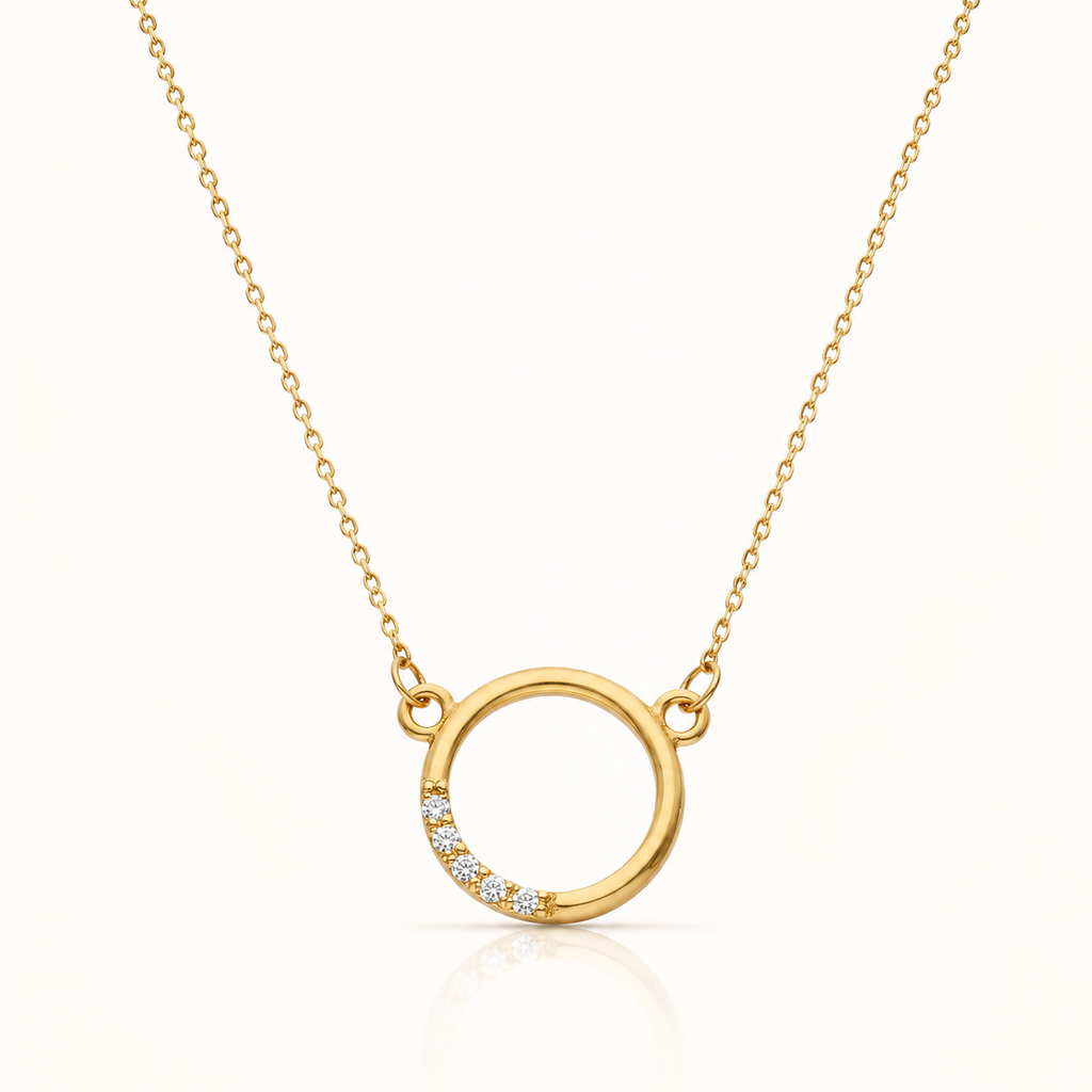 Gargantilla Círculo con Circonitas en Oro de 18K