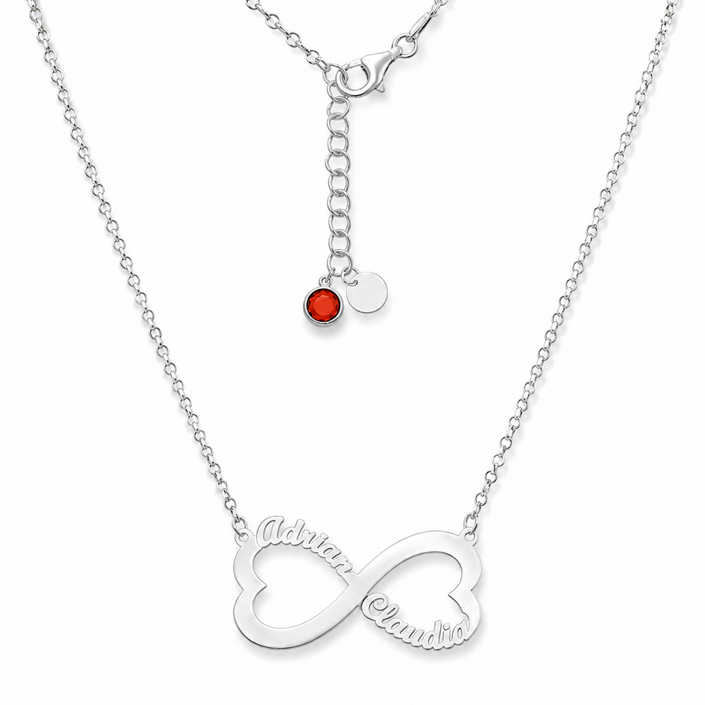 Gargantilla Infinito de Corazones Personalizable en Plata de Ley 925