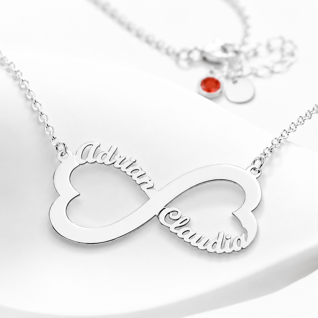 Gargantilla Infinito de Corazones Personalizable en Plata de Ley 925
