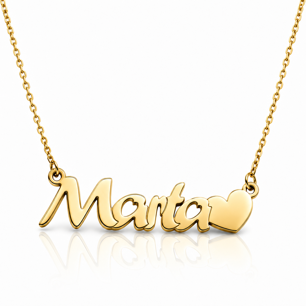 Gargantilla personalizada en Oro de 18 Kl. con nombre + corazón