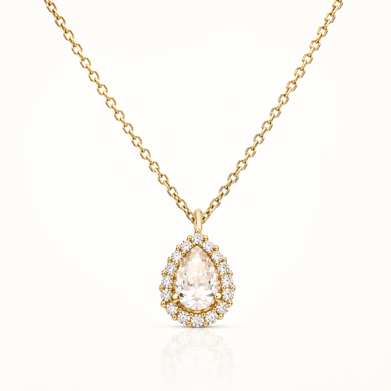 Gargantilla Lágrima de Circonita en Oro Amarillo de 18K