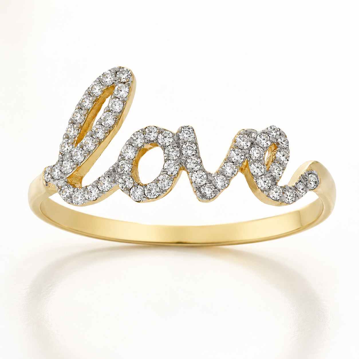 Sortija Love de oro 18 Kl. con circonitas
