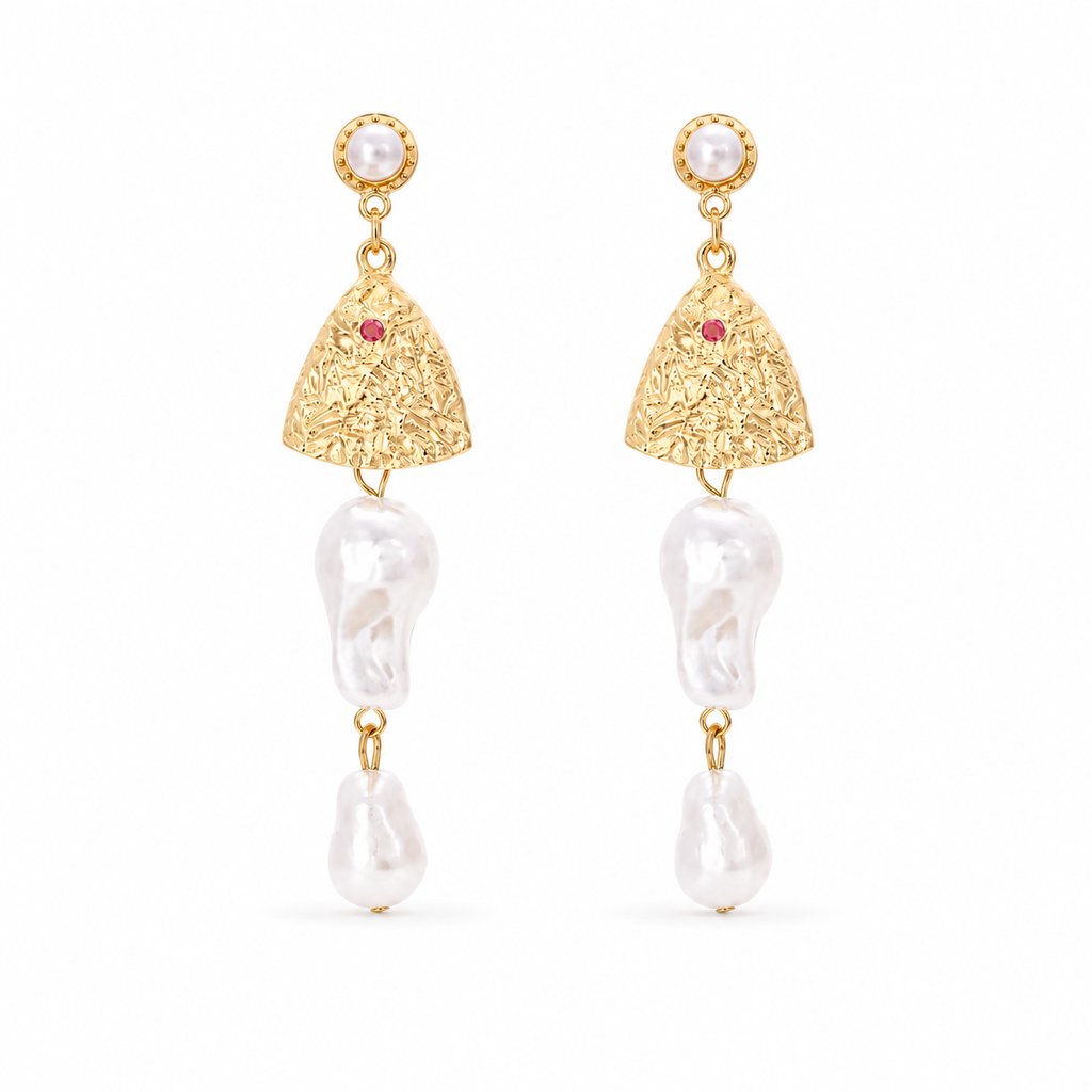 Pendientes Maretta · Pez Dorado y Perlas