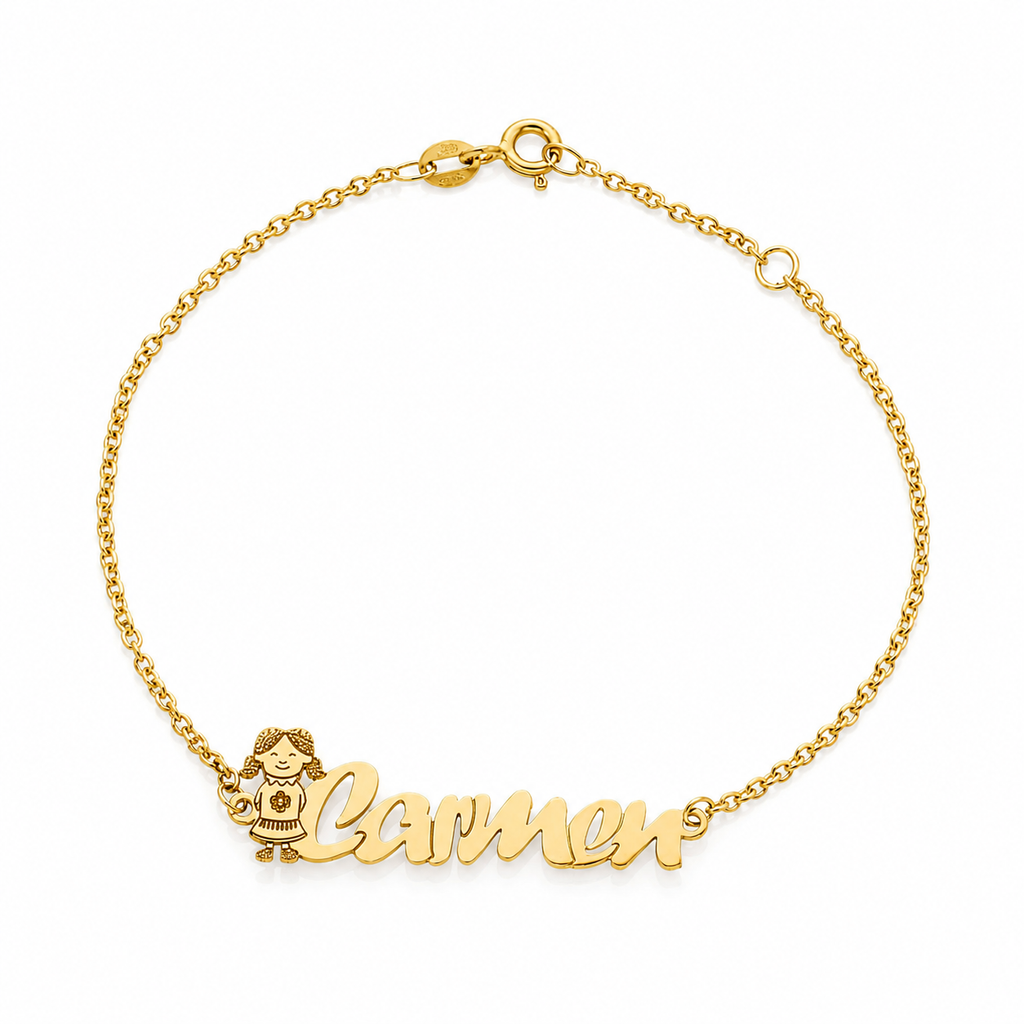 Pulsera personalizada para mamá con el nombre de su hija en Oro de 18 Kl.