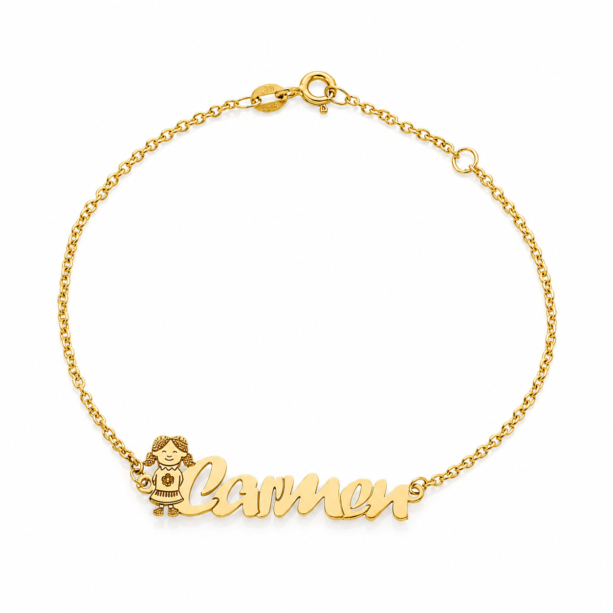 Pulsera personalizada para mamá con el nombre de su hija en Oro de 18 Kl.